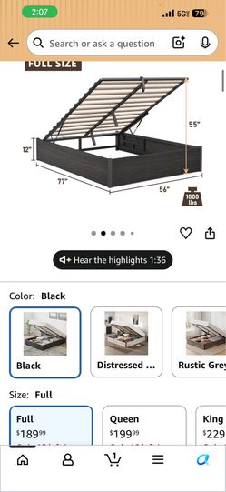 Full bed frame with storage