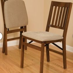Stakmore Wood Upholstered Folding Chair, 4-pack