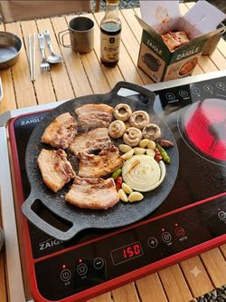 Korean Camping Griddle Pan 30cm– Induction & Multi-Stove Compatible