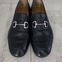  Gucci Men’s Black Leather Horsebit Loafer Size 6 