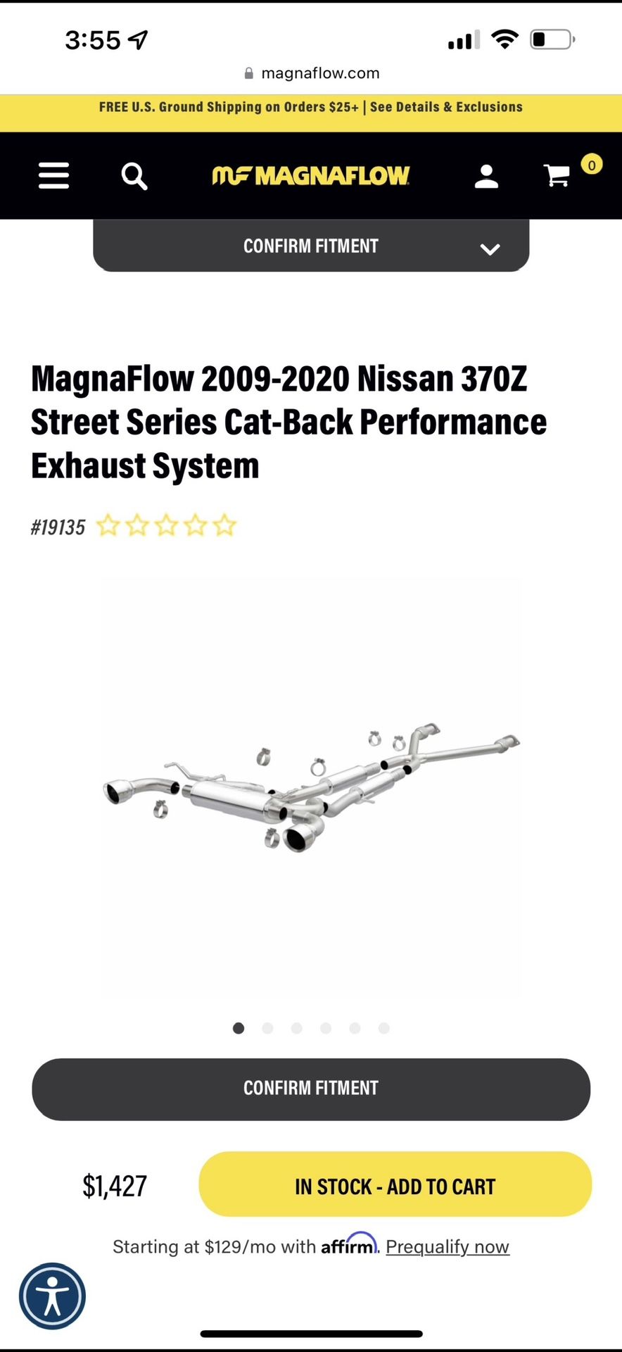 NISSAN 370Z MAGNAFLOW CATBACK EXHAUST (USED)
