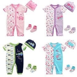 Baby Romper Set with Hat and Booties
