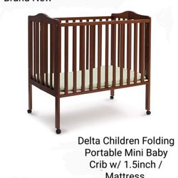 Delta Children Folding Portable Mini Baby Crib 1,5 "Matress