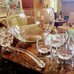  Antique Crystal Punch Bowl Set