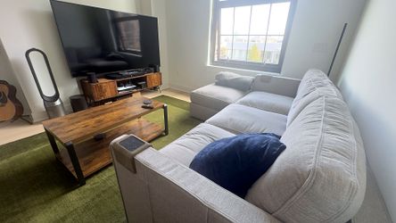 Complete Living Room Set! – Lovesac Sactional, 75" Samsung TV, TV Stand, Coﬀee & End Table & Rug