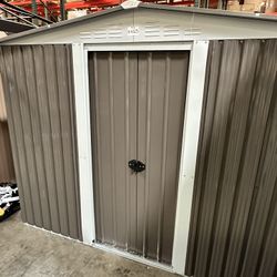 (New in box need assemble) 6’ L x 8’ W x 6.3’ H Metal Storage Shed Outdoor Garden Backyard 6x8 Storage
