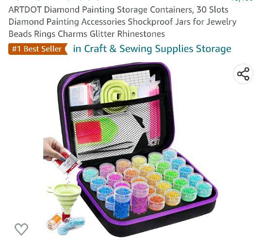 Diamond Art Kit, Storage Case W/Individual Containers And 12 Pictures Nothing Missing 