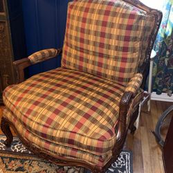 Vintage Sherrill Furniture Carved Upholstered Bergere Chairs