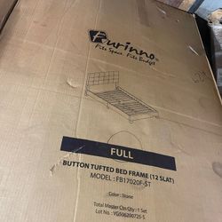 New , Full Size Bed Frame In Box Grey Color 