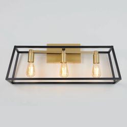 CARTER 3-LIGHT VANITY BLACK AND GOLD
