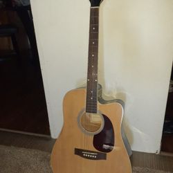 Acoustic Guitar And Case With Tuner