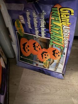 Vintage Gemmy Giant Halloween Pumpkin Stack Airblown Inflatable – Flashing Lights