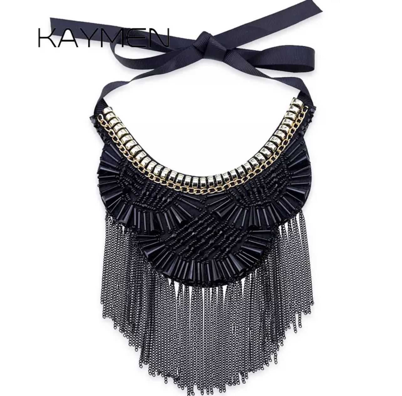 Fringe Ribbion Back Necklace