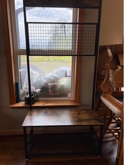 Hallway Coat and Shoe Rack metal & wood