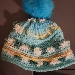 Hand crocheted 6-12 month old soft, warm and comfy hat In Teal 