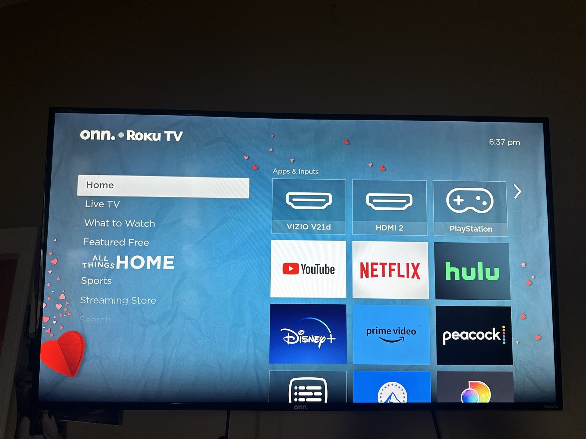 50 Inch Onn Roku Tv With Remote And Wall mount 