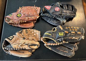 (4) Wilson/Mizuno Baseball/Softball mitts 12” & +12”