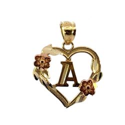 Woman’s Ladies 10k Tri Toned Rose White Yellow Gold Initial A Charm Pendant For Necklace GP3123619