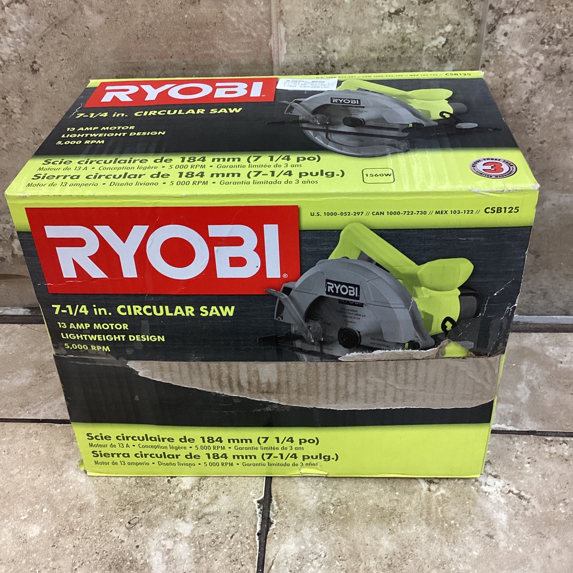 RYOBI CSB125 71/4” 13 Amp 5000 RPM Circular Saw / NEW In BOX for Sale
