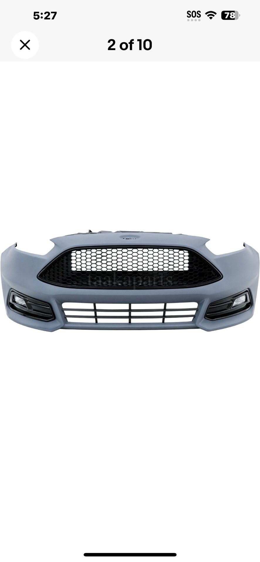 NEW Focus ST Front Bumper, Cover Kit With Fog Lights And Grill