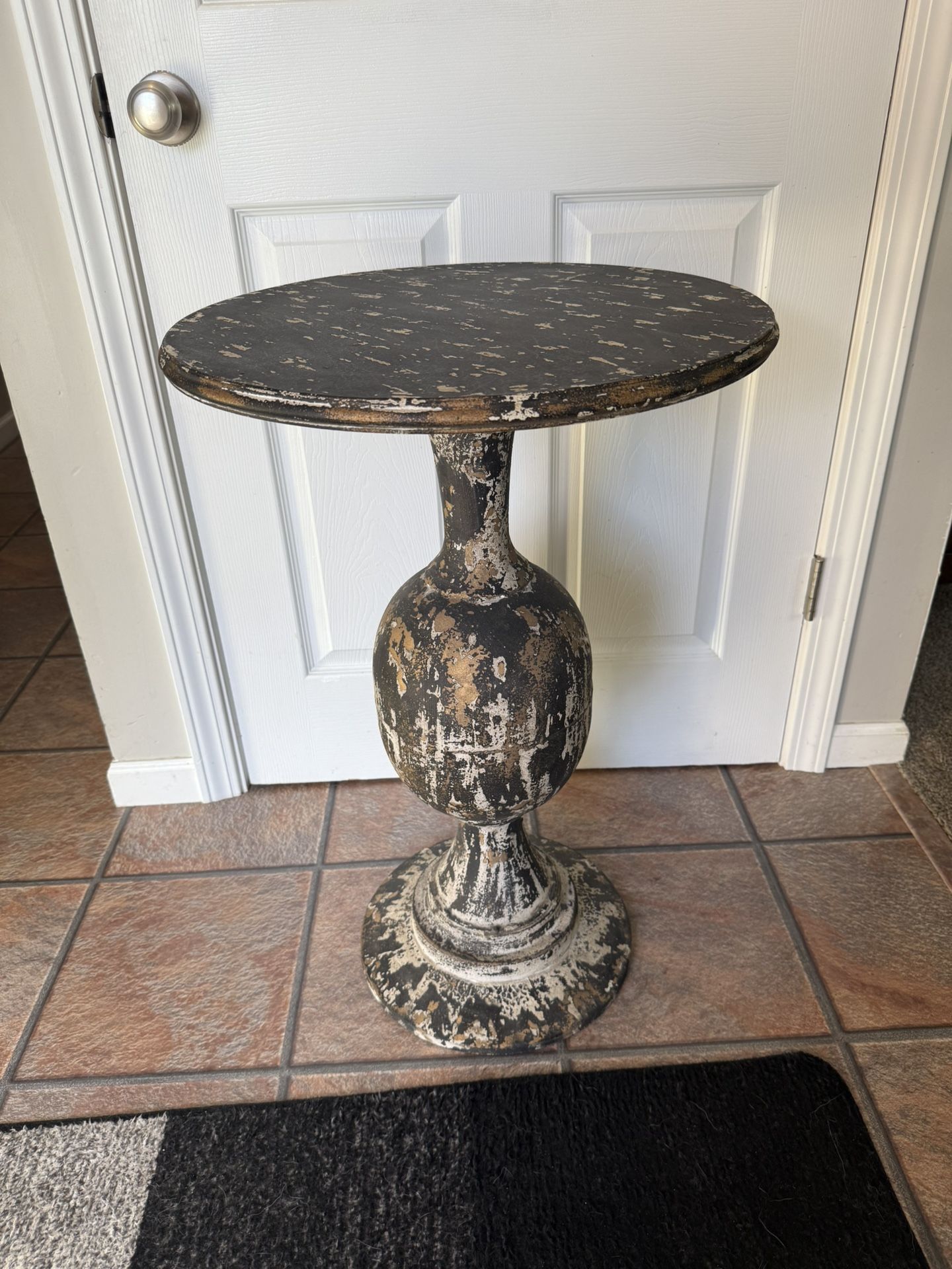 Vintage Reproduction Metal Accent Table by Design By Mish 19 1/2” across x 29 1/2” h