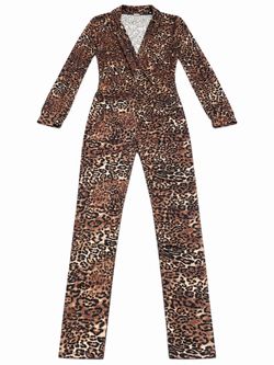 Leopard Print Long Sleeve Jumpsuit