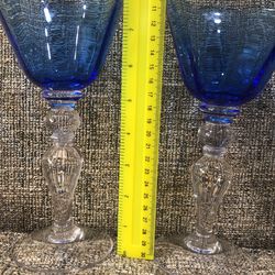 Vintage  2 Champagne  Or Cocktail   Blue  Glasses 