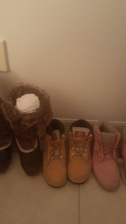 Timberland boots, 2 pairs And 1 women's Two toned brown Leather w fur trim Boots