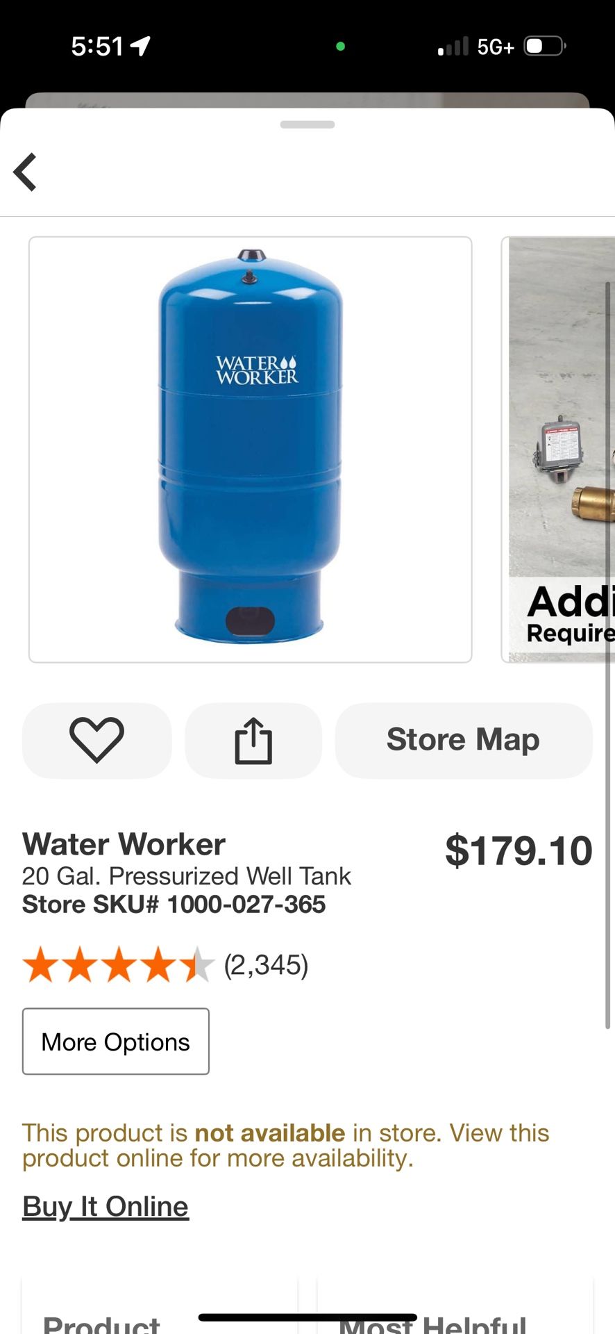 Water Worker 20 Gal. Pressurized Well Tank