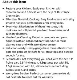 CAROTE Nonstick 11pcs Pots and Pans Set, Induction Cookware Set