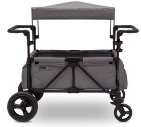 Jeep Wrangler Stroller Wagon with Included Car Seat Adapter by Delta Children - Gray: Folds for Easy Transport, Aluminum and EVA Design