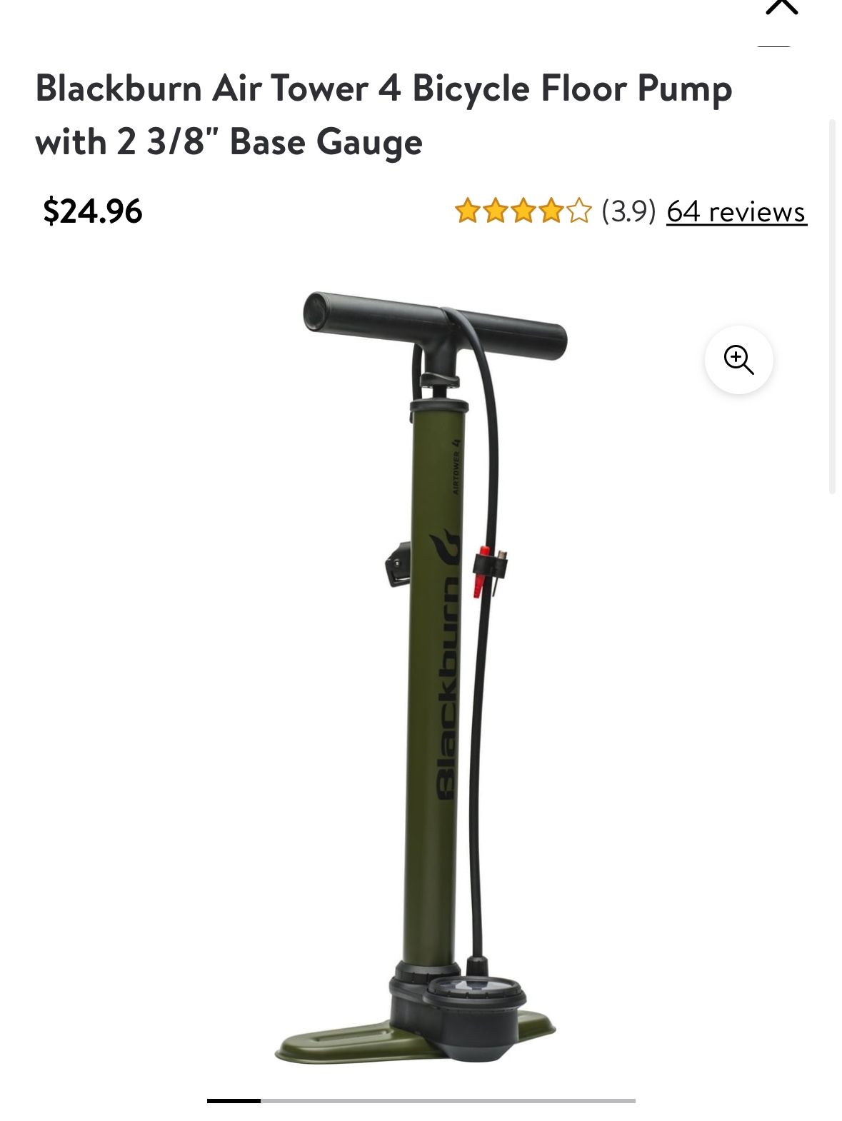 Blackburn Air Tower 4 Bicycle Floor Pump with 2 3/8" Base Gauge