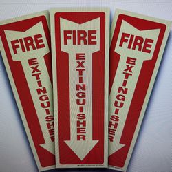 New Two Packages Of 3 (total Of 6) Glow In The Dark Fire Extinguisher Stickers