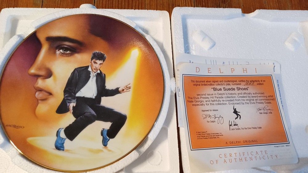 Elvis Presley Collector's Plate Serial Numbered Blue Suede Shoes King Of Rock