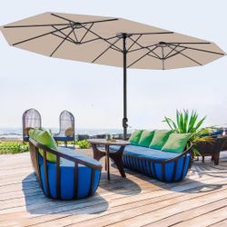 13FT umbrella outdoor patio,Double-Sided Rectangle Umbrella Oversized Shade for 2-6 People, Fade Resistant Canopy for Deck Pool Garden Backyard 