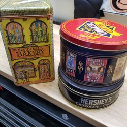 3 Vintage Cookie Tins