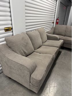 Comfortable 2-Piece Beige Sectional Sofa Set - Good condition!