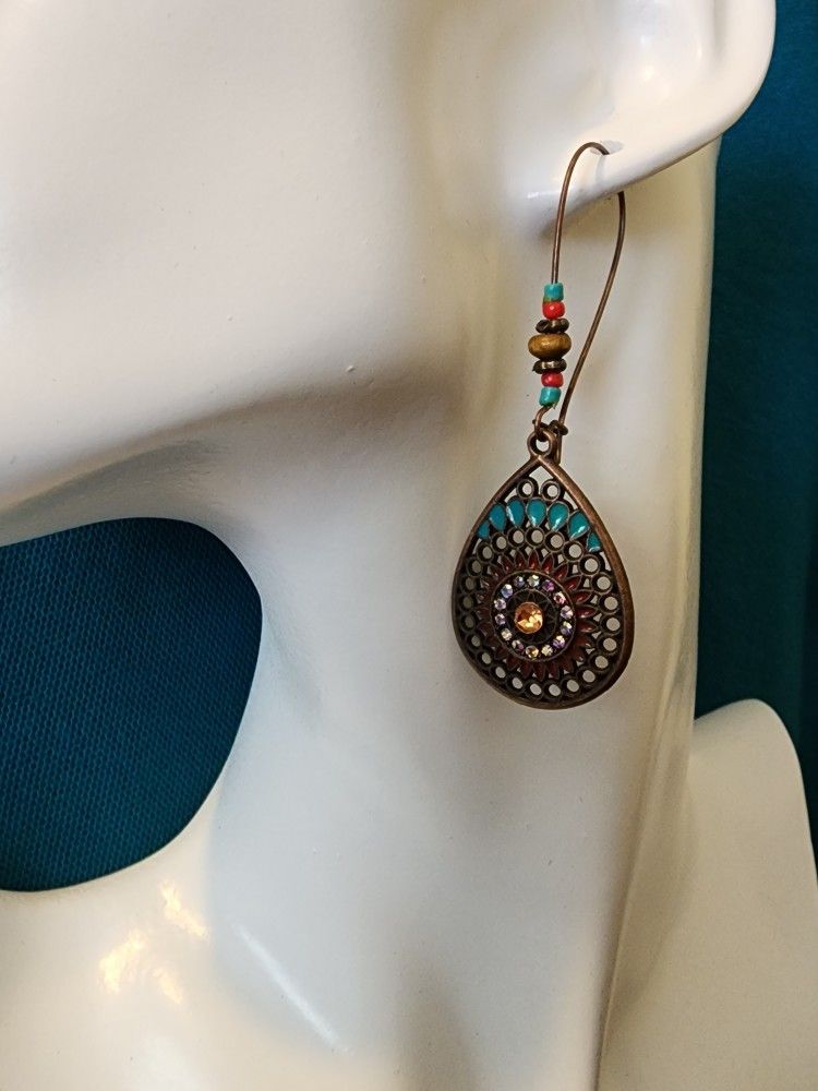 Long Hoop Coin Earrings