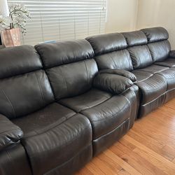 leather couch with recliner 