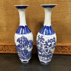 Pair CHINESE SET OF 2 "ZHONG GUO JING PIN BO TAI CHI" Egg Shell CHINA VASES