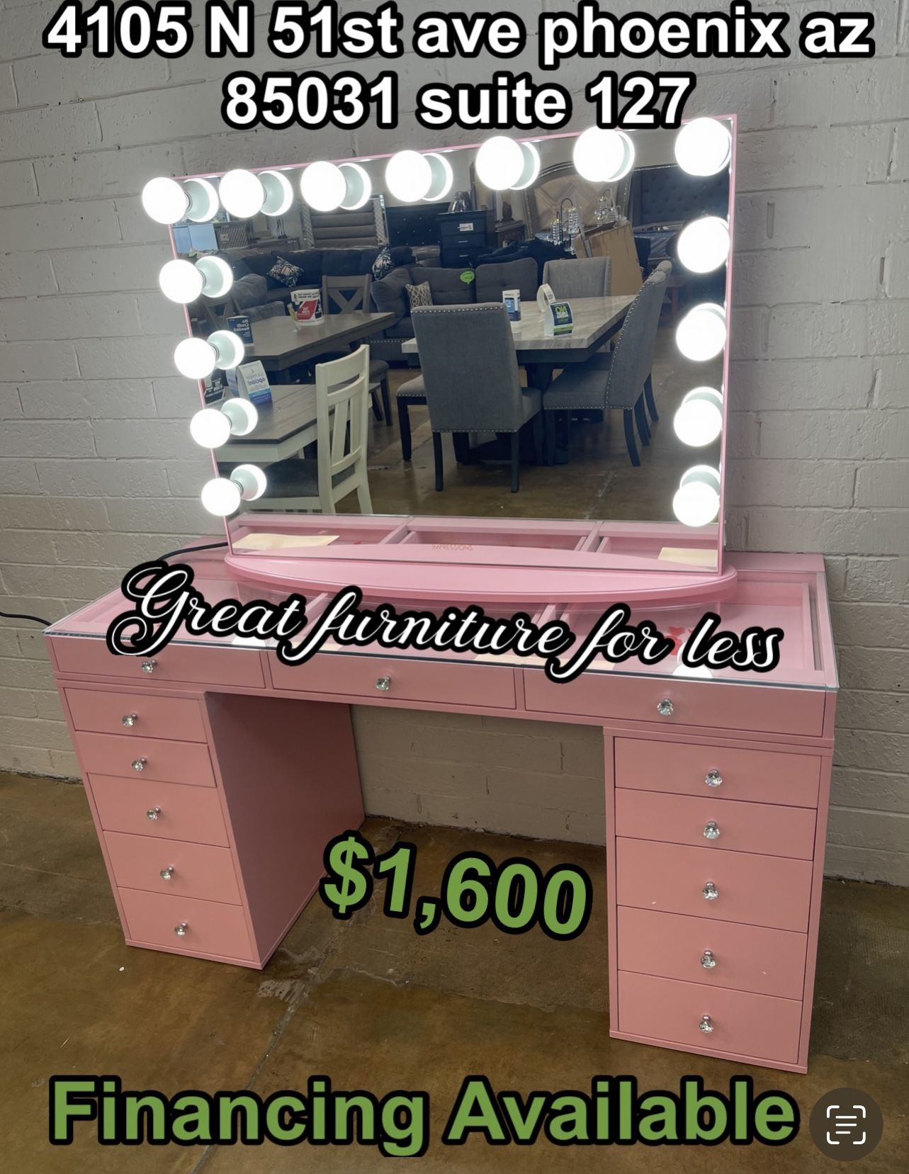 Impressions Vanity Pink With Mirror Brand New