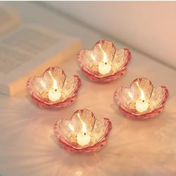 Glass tea light candle holder