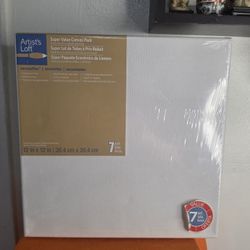 This item is an Artist's Loft Necessities 7-pack of 12" x 12" Super Value Canvases, suitable for oil or acrylic painting. 
Size: Each canvas measures 