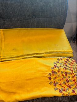 M new yellow heavy work kurti or duppta set only