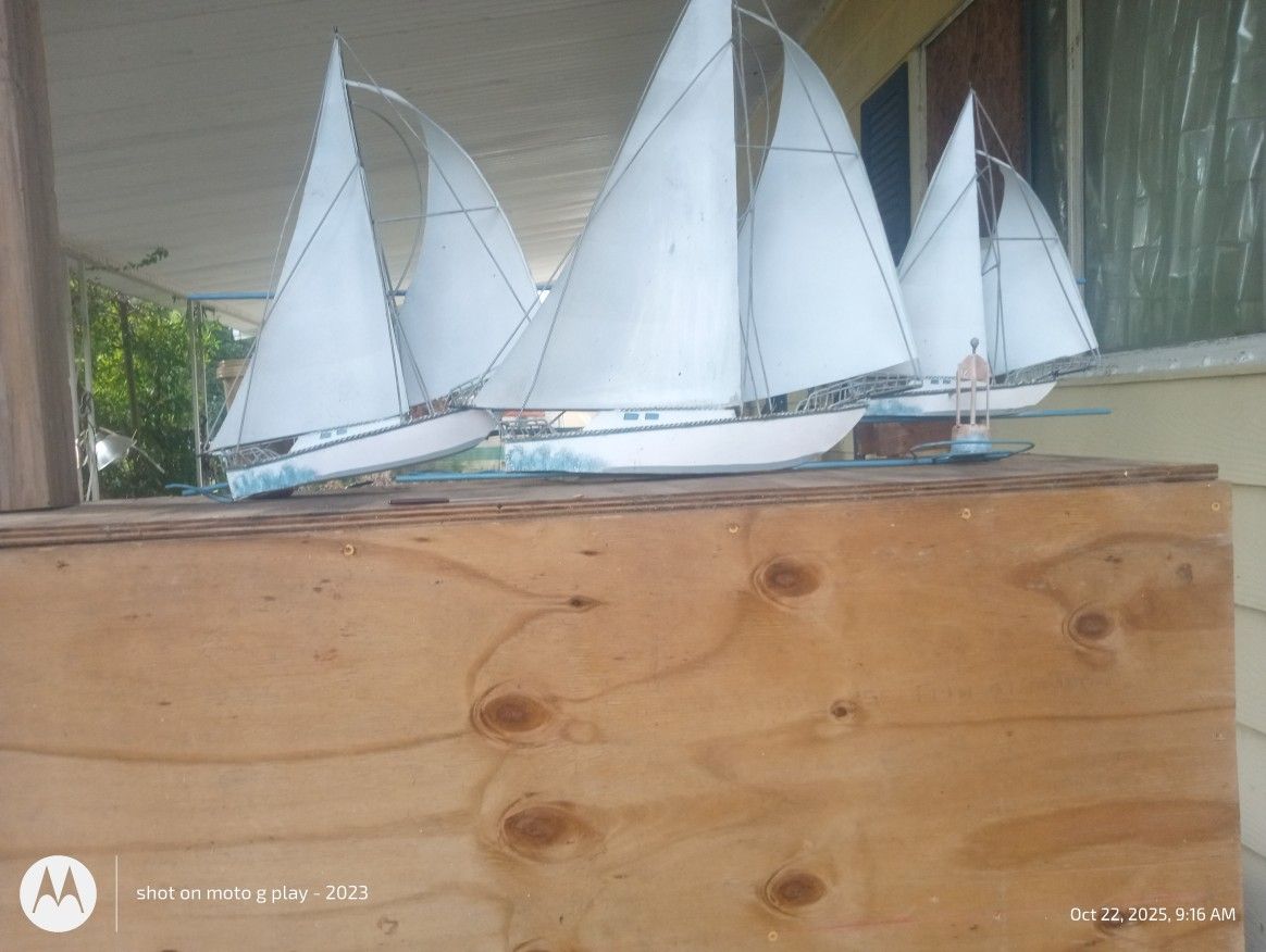 Vintage Metal NMD or IMD Wall Hanging Sailboat