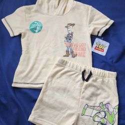 Toy Story Pixar 2 Piece Set Shirt With Hood/shorts 