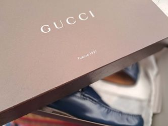 Vintage Gucci Blue Leather Loafers - Made in Italy - Gold Foil Stamp