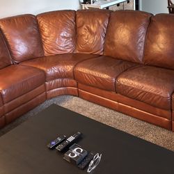Brown Leather Sectional Couch