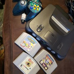 Nintendo 64 With New Tetris. Midway Arcade Greatest Hits. Cruisn World Controller And Cords 