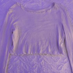 shein waffle long sleeve crop top size l